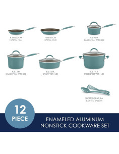 Juego de Ollas y Sartenes Rachael Ray Cucina 12 Piezas Azul 2