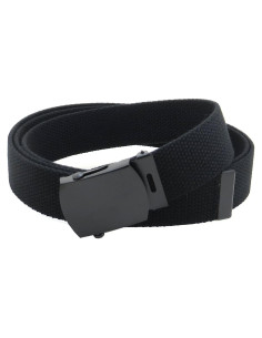 Cinturón Militar de Lona Negra Ajustable 142 cm