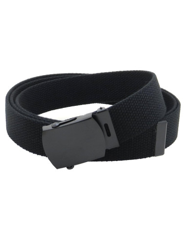 Cinturón Militar de Lona Negra Ajustable 142 cm