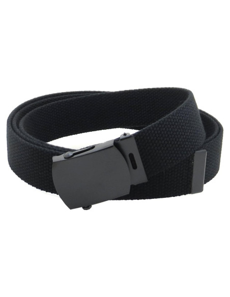 Cinturón Militar de Lona Negra Ajustable 142 cm
