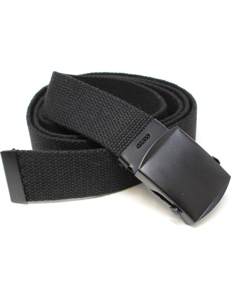 Cinturón Militar de Lona Negra Ajustable 142 cm