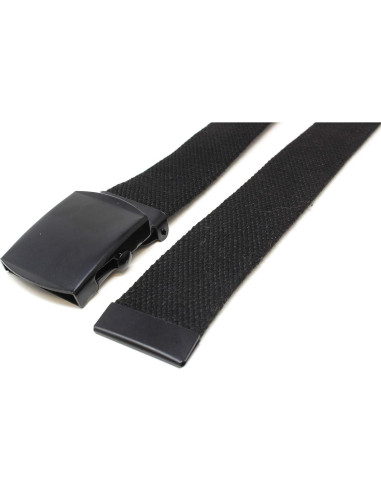 Cinturón Militar de Lona Negra Ajustable 142 cm