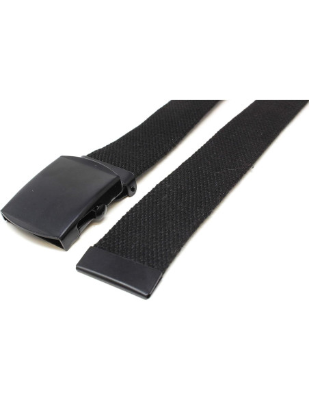 Cinturón Militar de Lona Negra Ajustable 142 cm