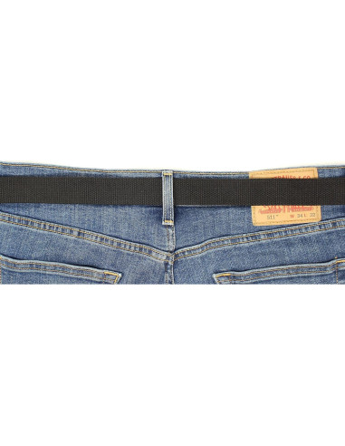 Cinturón Militar de Lona Negra Ajustable 142 cm