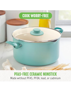 GreenLife Olla Cerámica 6QT Antiadherente Turquesa 2