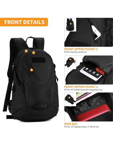 Mochila Táctica Huntvp 20L Nylon 900D para Senderismo