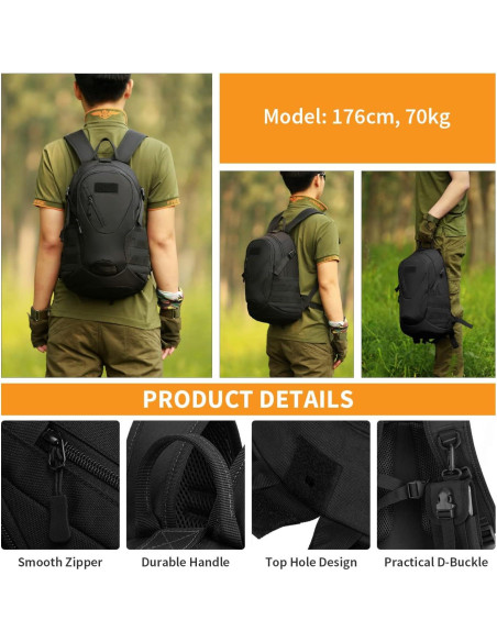 Mochila Táctica Huntvp 20L Nylon 900D para Senderismo