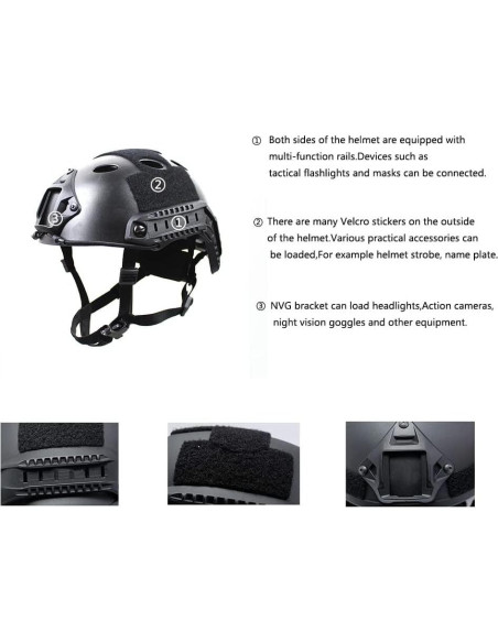 Casco Táctico LEJUNJIE LE191-PJ-BK para Airsoft Negro