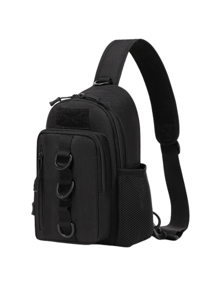 Bolsa de Pecho Táctica Molle con Soporte para Botella Negra