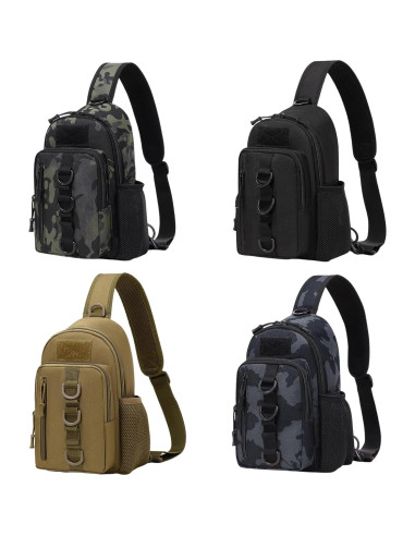 Bolsa de Pecho Táctica Molle con Soporte para Botella Negra