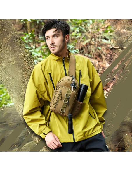 Bolsa de Pecho Táctica Molle con Soporte para Botella Negra