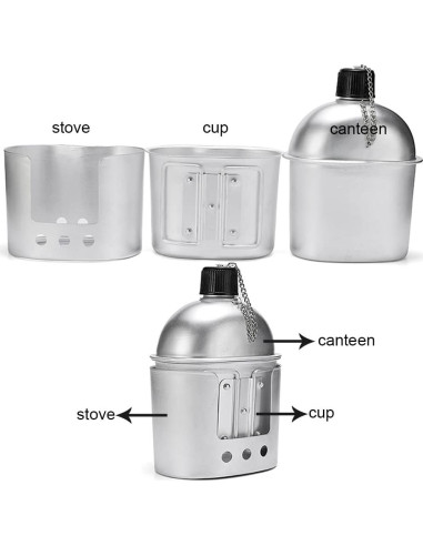 Juego de cocina portátil Tempsnow 4 piezas aluminio camping