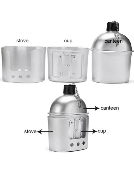 Juego de cocina portátil Tempsnow 4 piezas aluminio camping