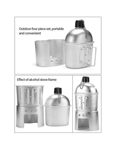 Juego de cocina portátil Tempsnow 4 piezas aluminio camping