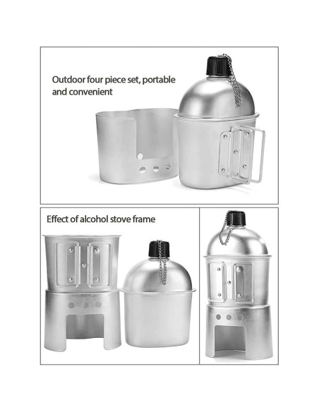 Juego de cocina portátil Tempsnow 4 piezas aluminio camping