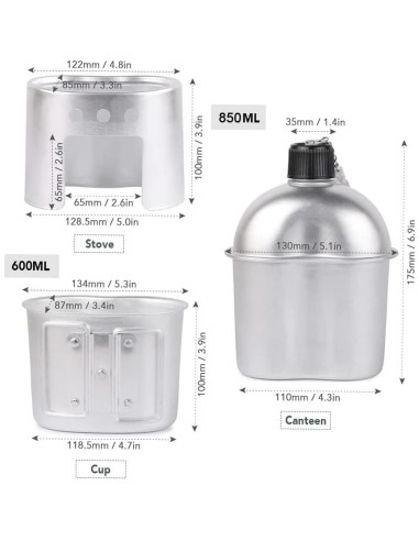 Juego de cocina portátil Tempsnow 4 piezas aluminio camping