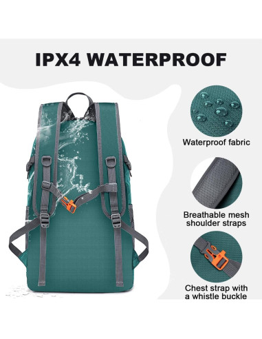 MIYCOO Mochila Plegable 45L Impermeable Verde para Viajes