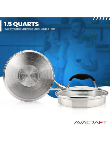 Cacerola AVACRAFT 1.5L Acero Inoxidable con Tapa Colador