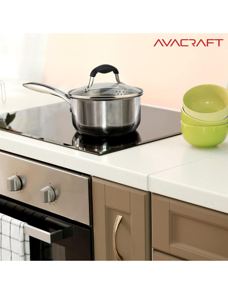 Cacerola AVACRAFT 1.5L Acero Inoxidable con Tapa Colador