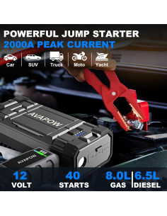 Arrancador de Coche AVAPOW A18 2000A USB Doble Carga Rápida 2