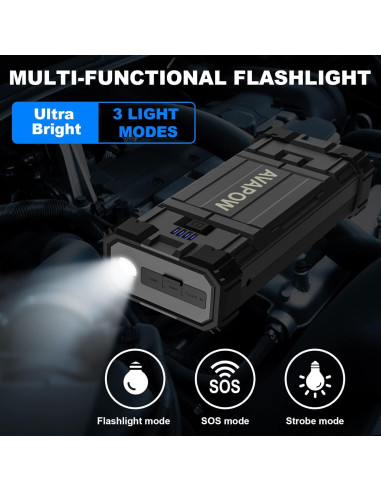 Arrancador de Coche AVAPOW A18 2000A USB Doble Carga Rápida