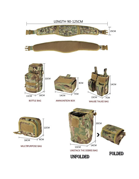 Cinturón Táctico YAKEDA 5 en 1 Nylon Ajustable