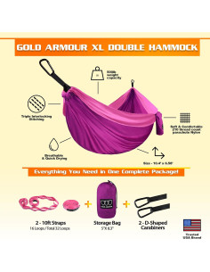 Hamaca Doble XL Gold Armour 3.81m x 2.01m Fucsia/Rosa 2