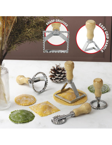 Cortador de Ravioli KEISSCO con 4 Sellos y Rueda