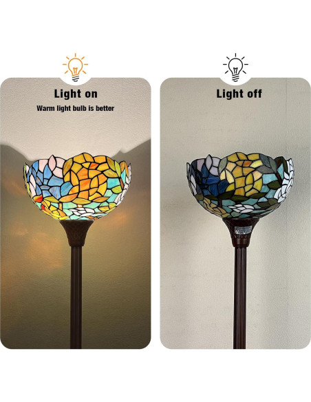 Lámpara de pie Capulina Tiffany 177,8 cm estilo industrial