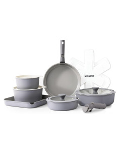 Juego de 17 Piezas SENSARTE Cerámica Antiadherente Gris