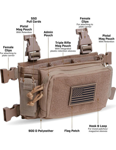 Chaleco Táctico Tacticon Chest Rig Elite Modular 1,09 kg