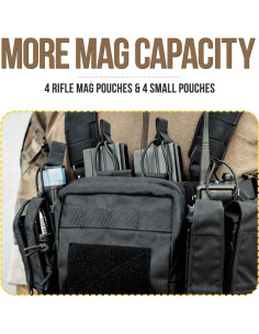 Chaleco Táctico VISMIX Ajustable Nylon 4 Bolsas Mag Negro 2