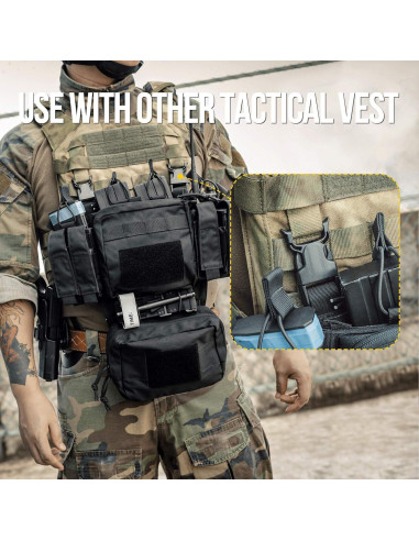 Chaleco Táctico VISMIX Ajustable Nylon 4 Bolsas Mag Negro