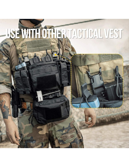 Chaleco Táctico VISMIX Ajustable Nylon 4 Bolsas Mag Negro