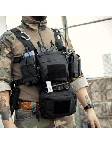 Chaleco Táctico VISMIX Ajustable Nylon 4 Bolsas Mag Negro