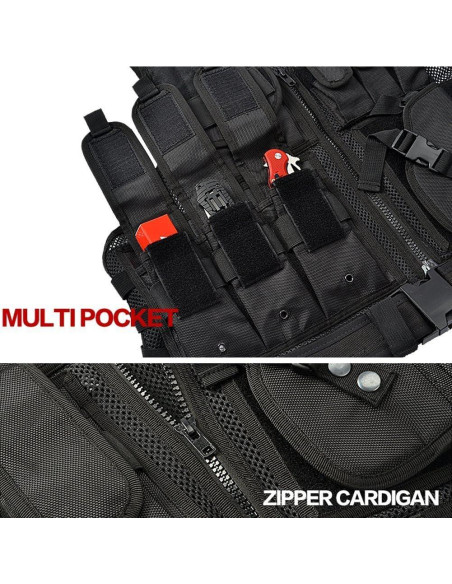 Chaleco Táctico BOMTURN Ultra-Ligero Malla Ajustable 52-57 cm