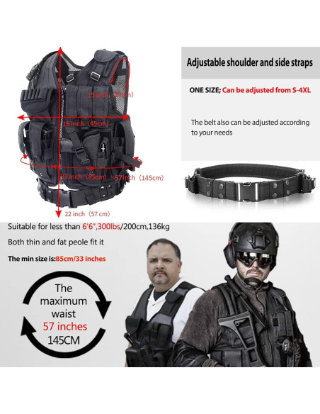 Chaleco Táctico BOMTURN Ultra-Ligero Malla Ajustable 52-57 cm