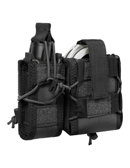 Bolsa Táctica LarKoo para Esposas y Cargador 9mm Negro