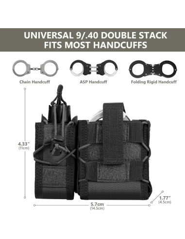 Bolsa Táctica LarKoo para Esposas y Cargador 9mm Negro