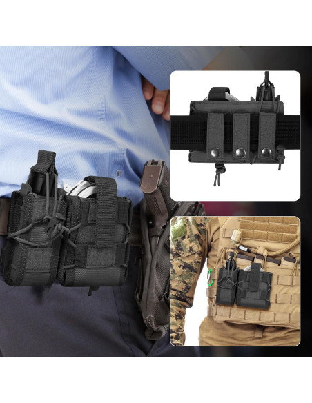 Bolsa Táctica LarKoo para Esposas y Cargador 9mm Negro