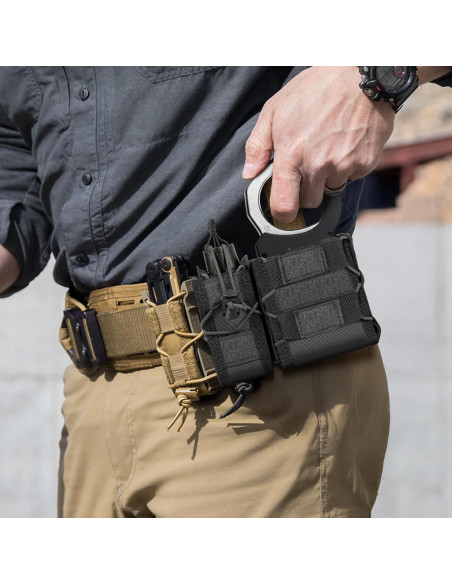 Bolsa Táctica LarKoo para Esposas y Cargador 9mm Negro