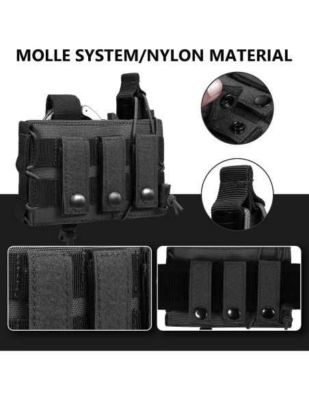 Bolsa Táctica LarKoo para Esposas y Cargador 9mm Negro