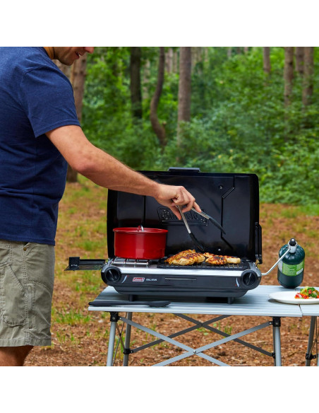 Parrilla de Camping Coleman Mesa 2-en-1 con 2 Quemadores