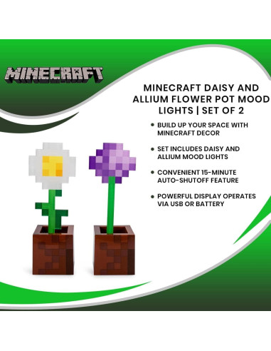 Lámparas LED de Mesa Minecraft Daisy y Allium, Set de 2