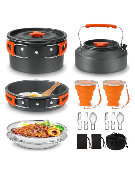 Juego de Cocina Camping Sanheshun 18 Piezas Aluminio