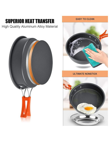 Juego de Cocina Camping Sanheshun 18 Piezas Aluminio