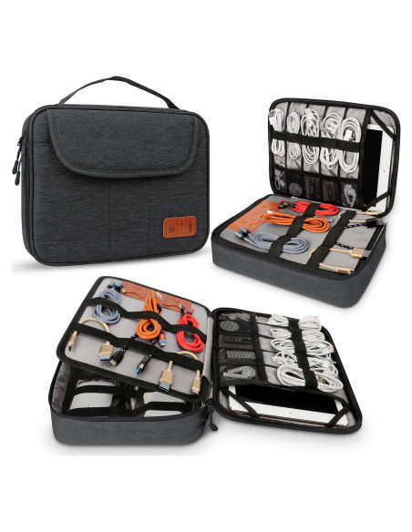 Bolsa Organizadora de Cables HOLIMET Doble Capa Negra