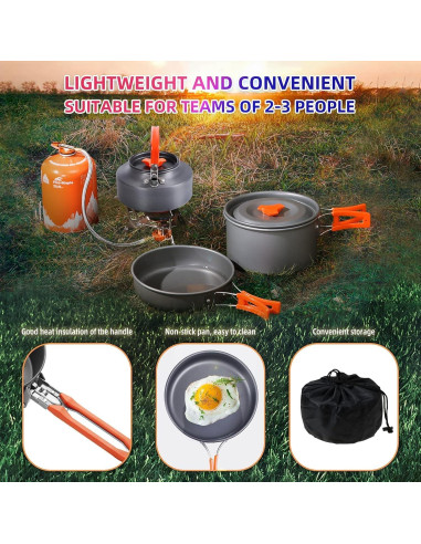 Juego de Cocina Camping Sanheshun 18 Piezas Aluminio