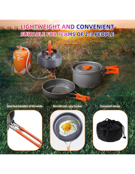 Juego de Cocina Camping Sanheshun 18 Piezas Aluminio