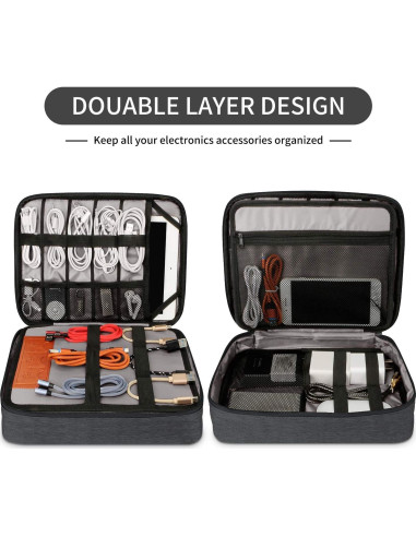 Bolsa Organizadora de Cables HOLIMET Doble Capa Negra